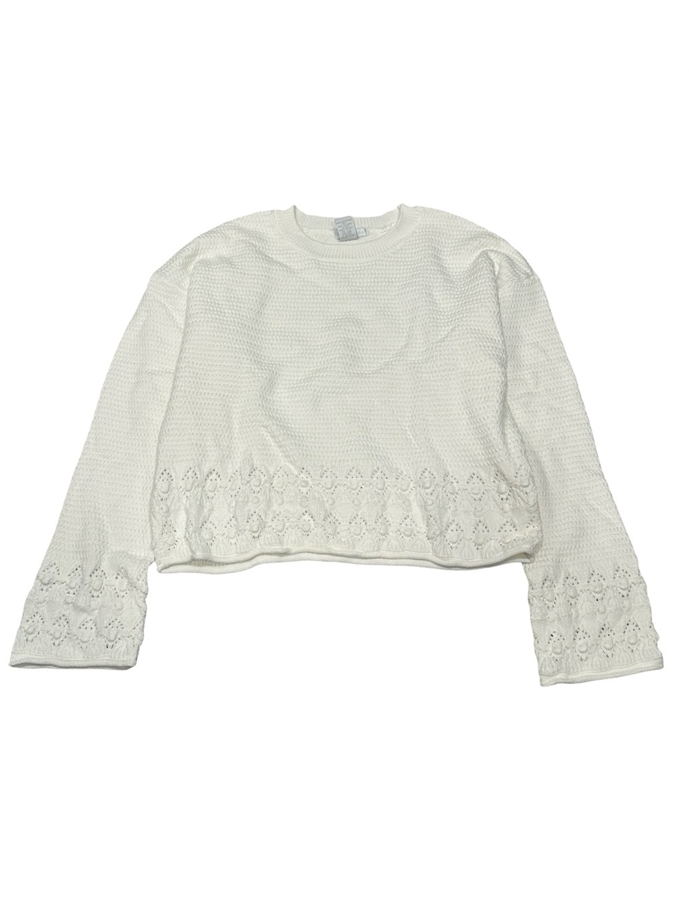 EUC Design History Women's Size Large Cream Knitted-Hem Sweater Top